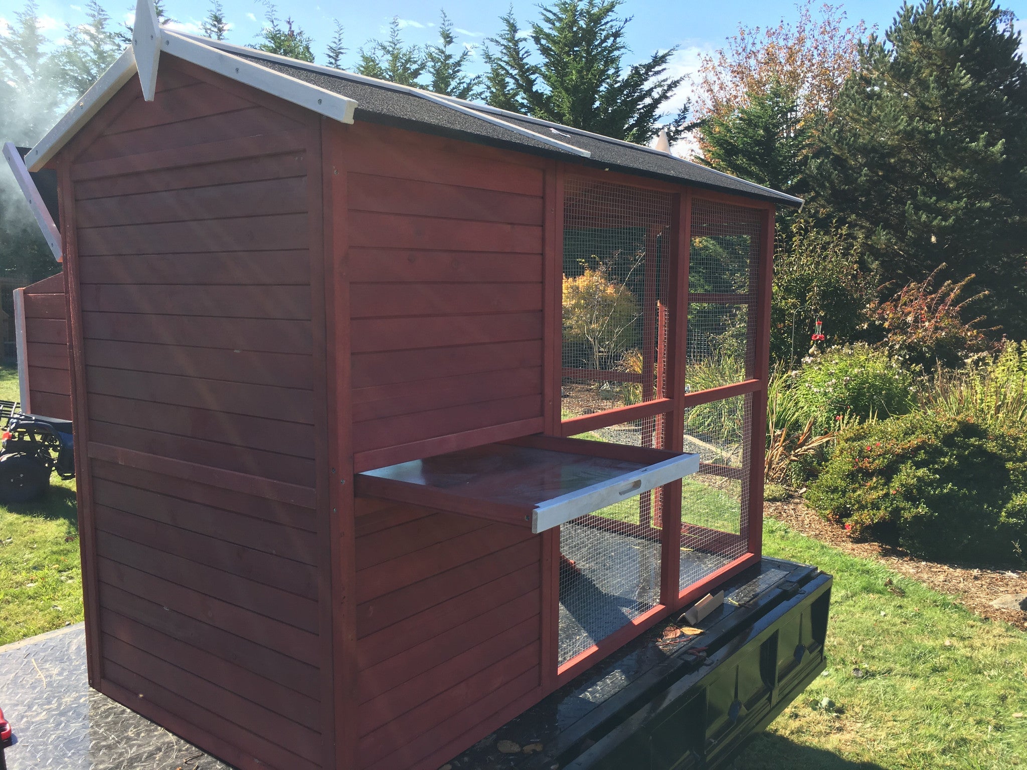 NEW FarmHouse Coop.  Both Stain colors in stock, BARN RED Limited Run!