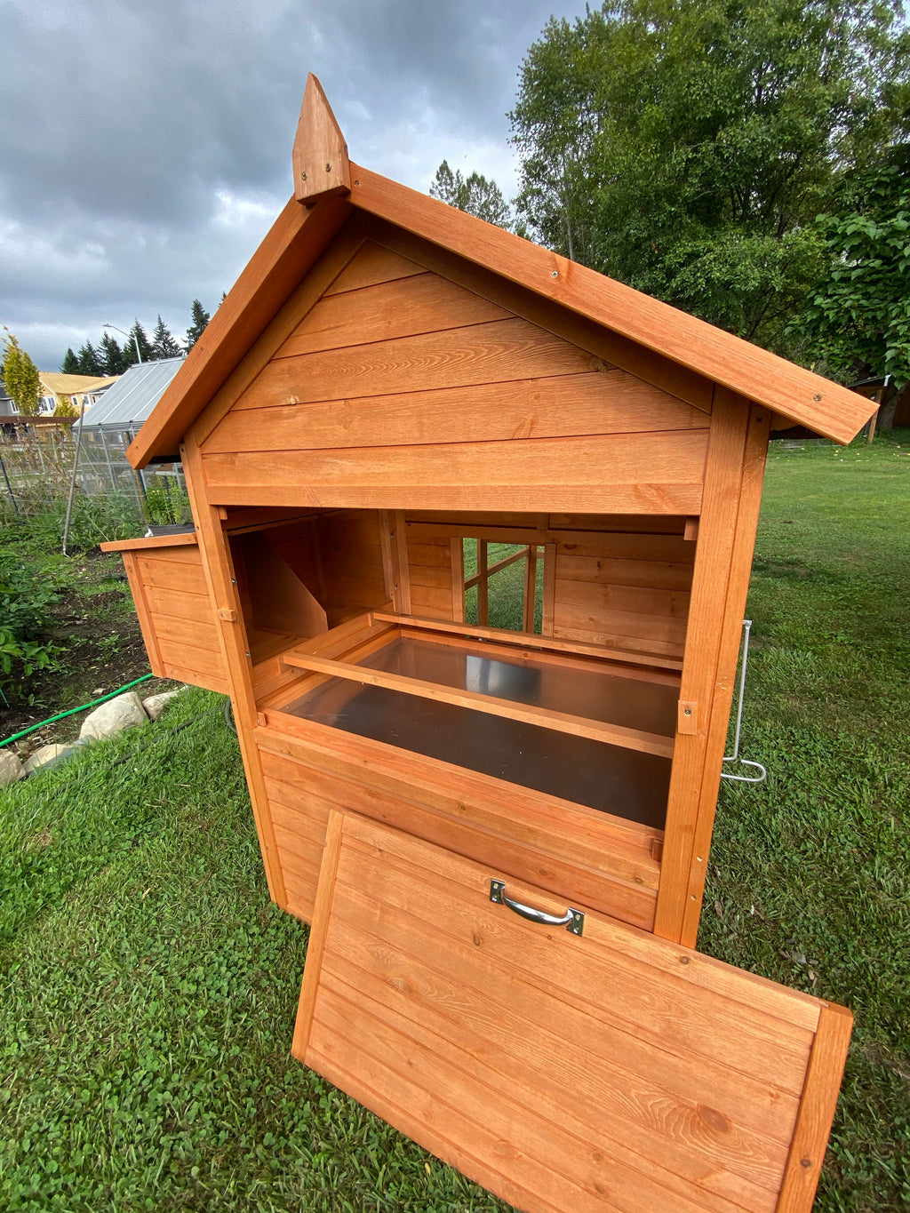 NEW FarmHouse Coop.  Both Stain colors in stock, BARN RED Limited Run!