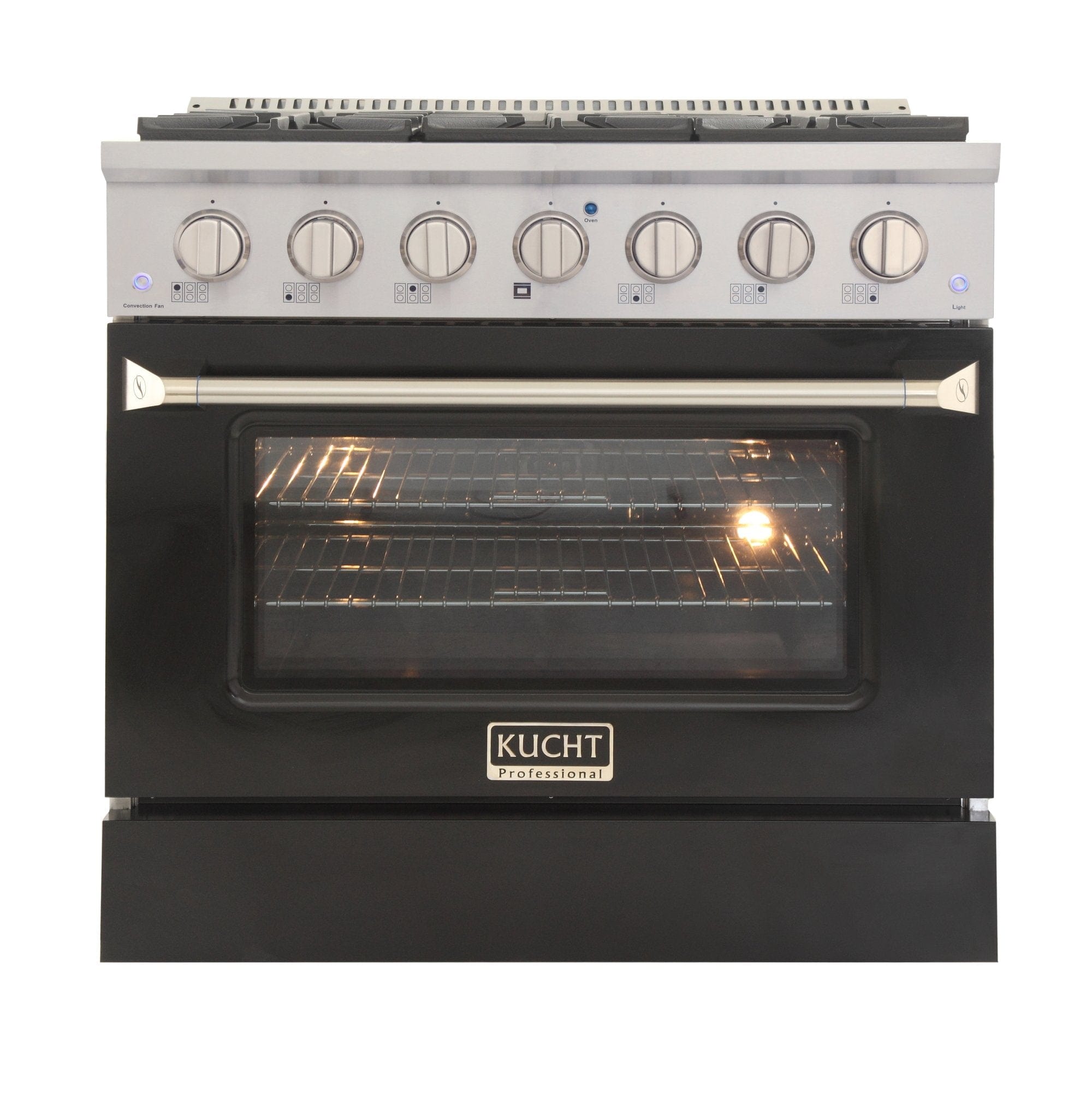 Kucht 36" Gas Range, Stainless Steel with Black Door, KNG361-K