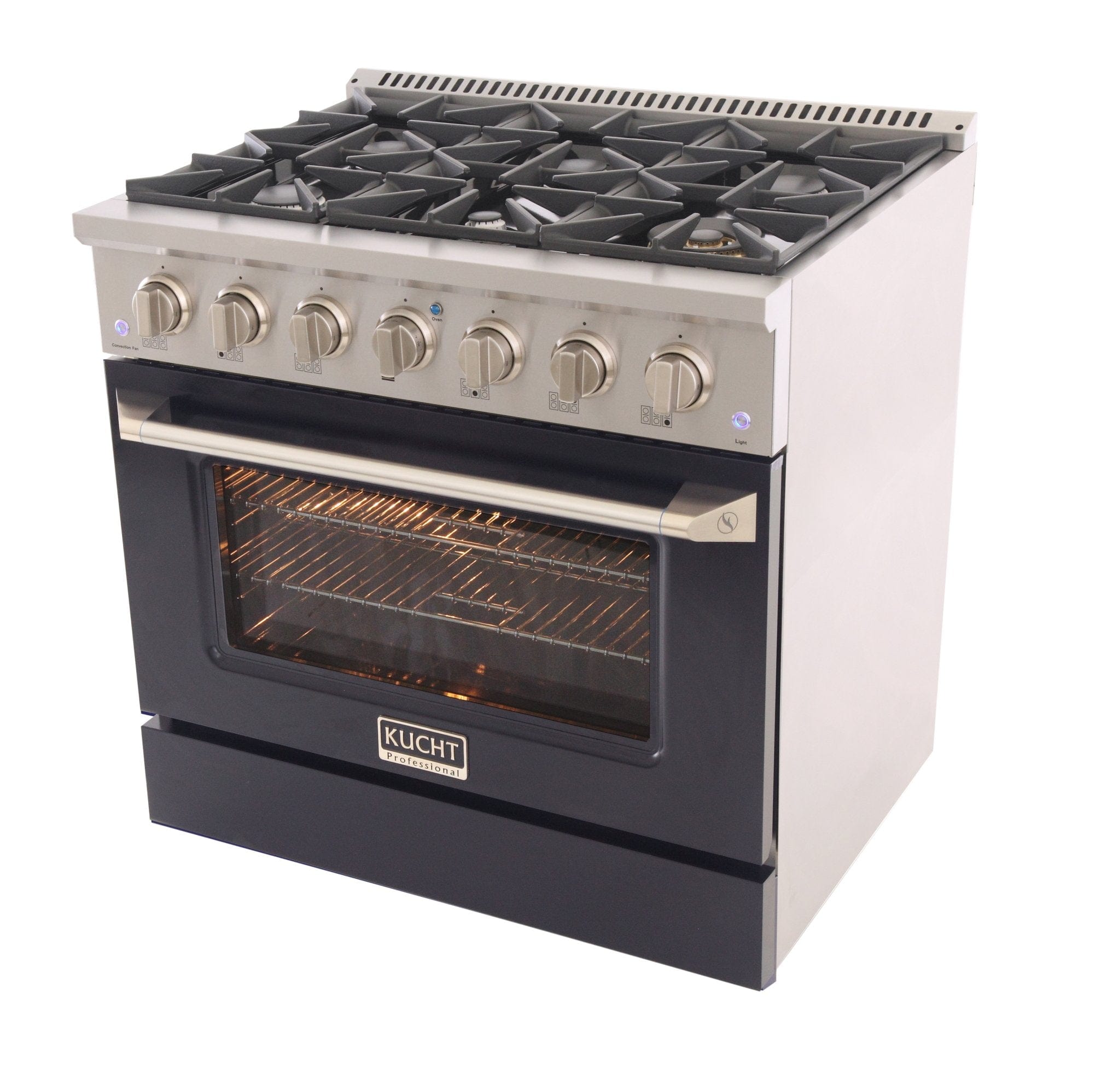 Kucht 36" Gas Range, Stainless Steel with Black Door, KNG361-K