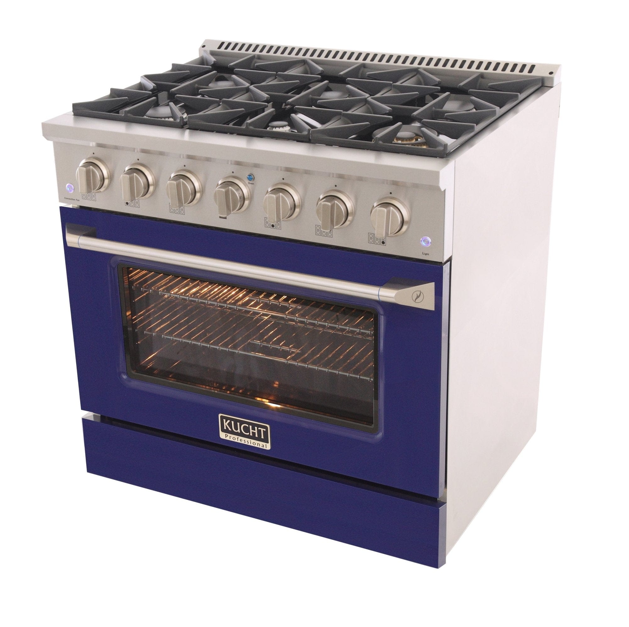 Kucht 36" Gas Range, Stainless Steel with Blue Oven Door, KNG361-B