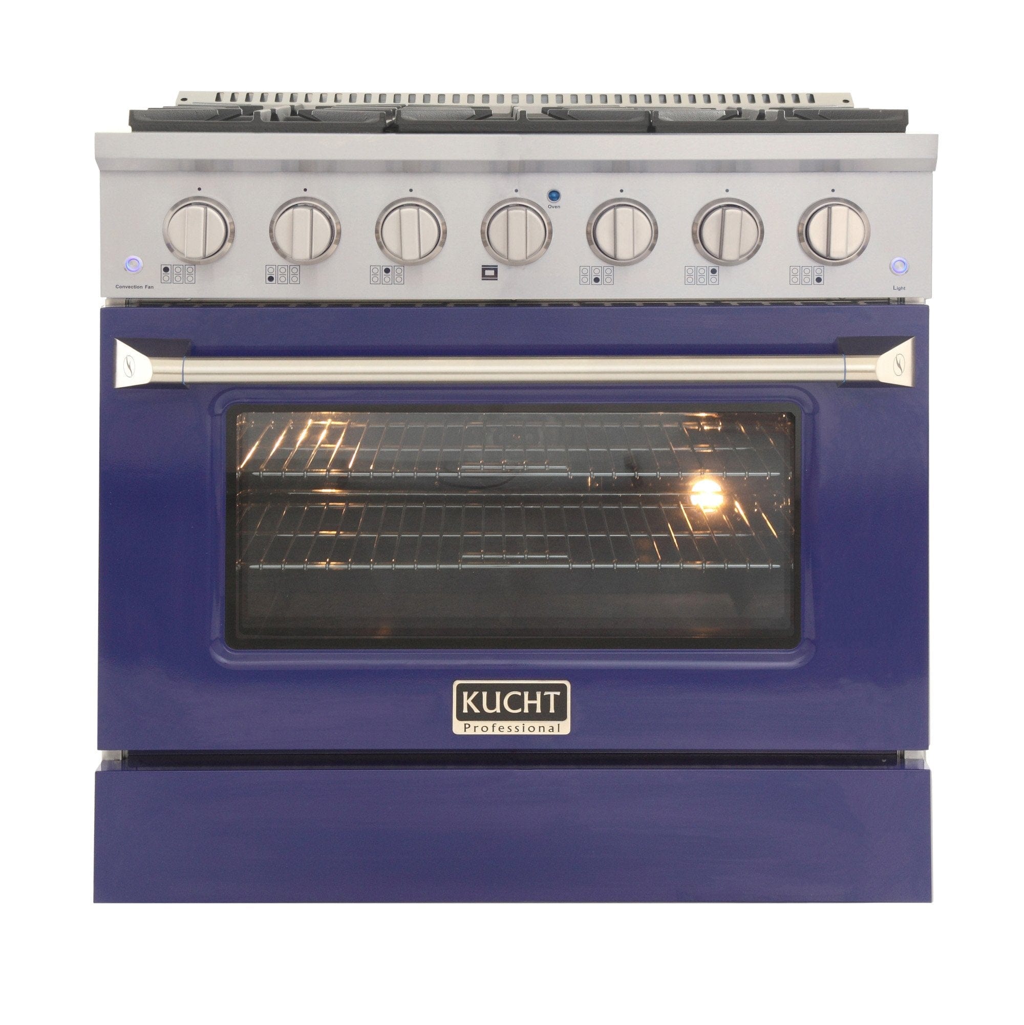Kucht 36" Gas Range, Stainless Steel with Blue Oven Door, KNG361-B