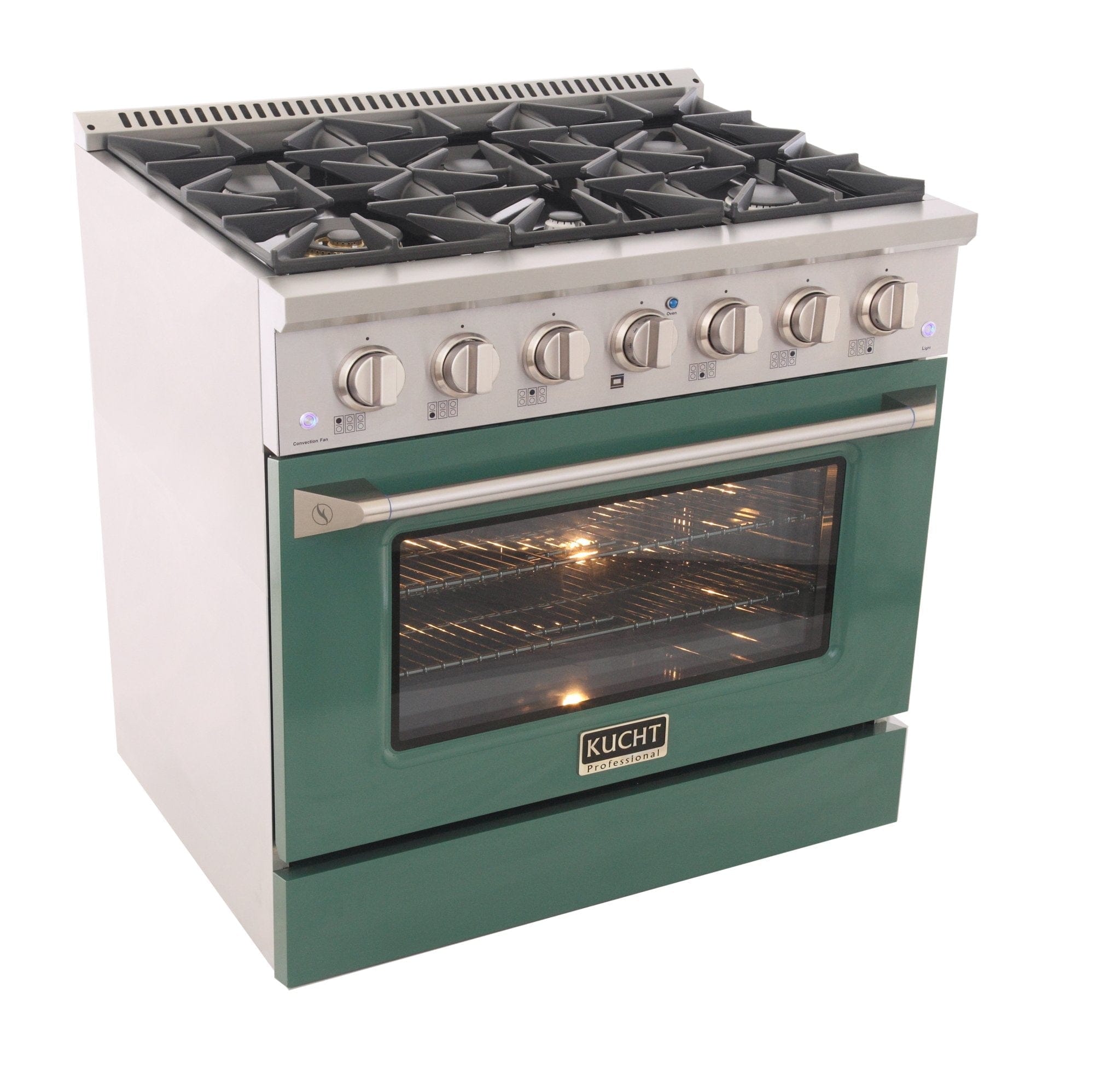 Kucht 36" Gas Range, Stainless Steel with Green Oven Door, KNG361-G