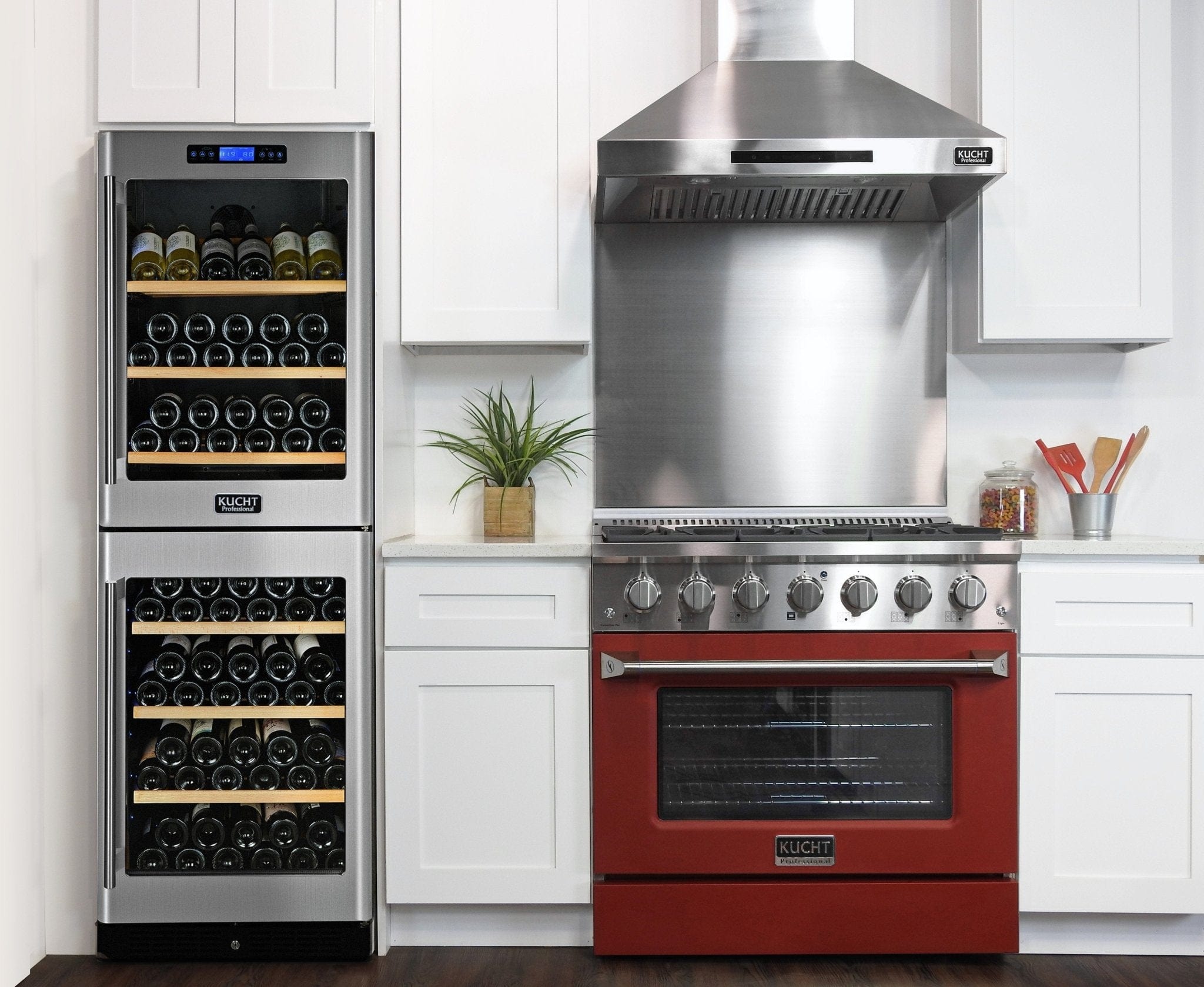 Kucht 36" Gas Range, Stainless Steel with Red Oven Door, KNG361-R