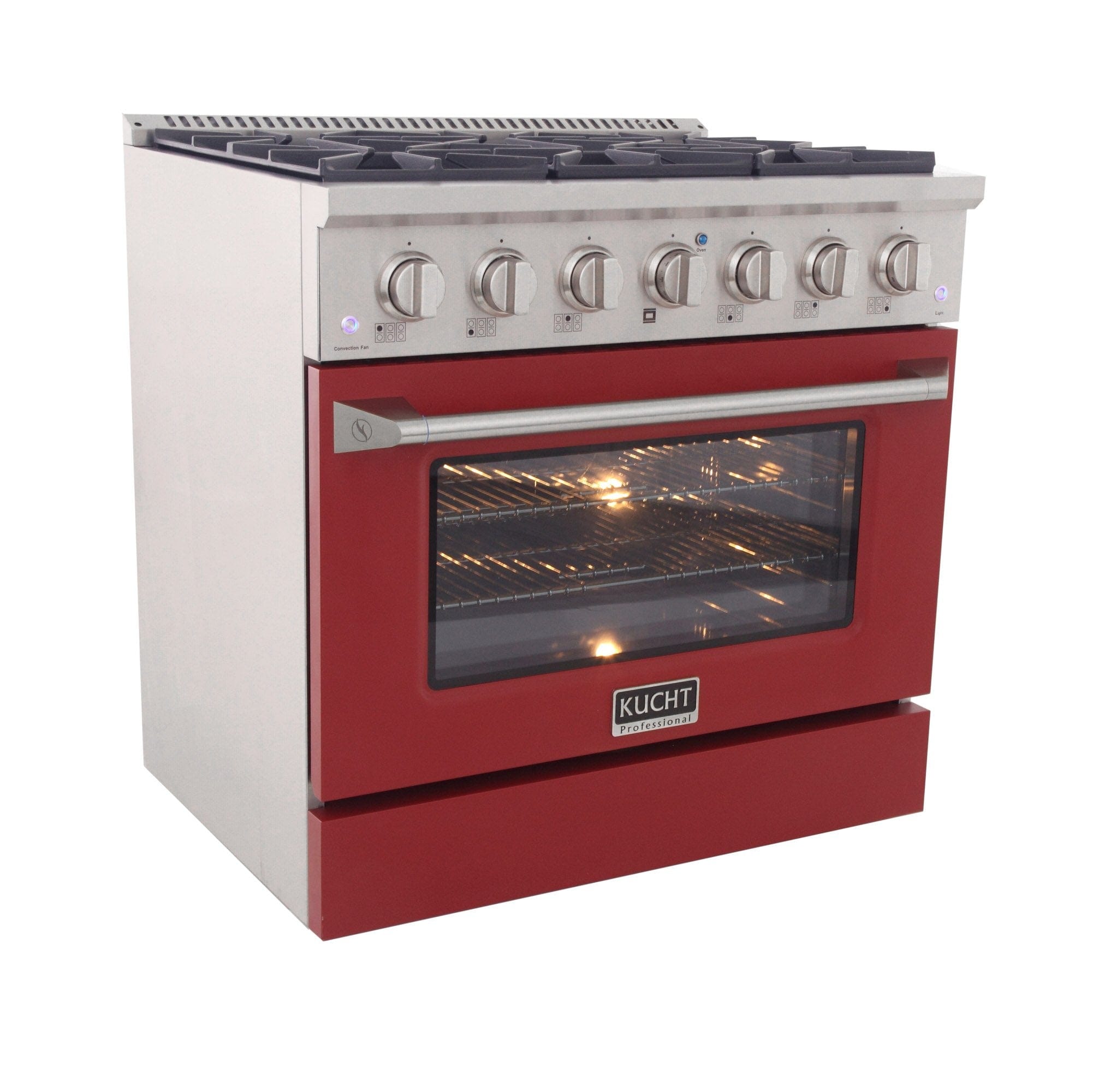 Kucht 36" Gas Range, Stainless Steel with Red Oven Door, KNG361-R