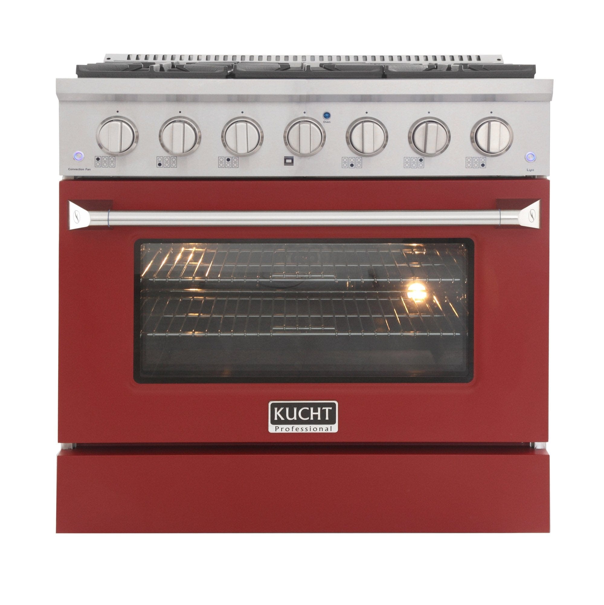 Kucht 36" Gas Range, Stainless Steel with Red Oven Door, KNG361-R