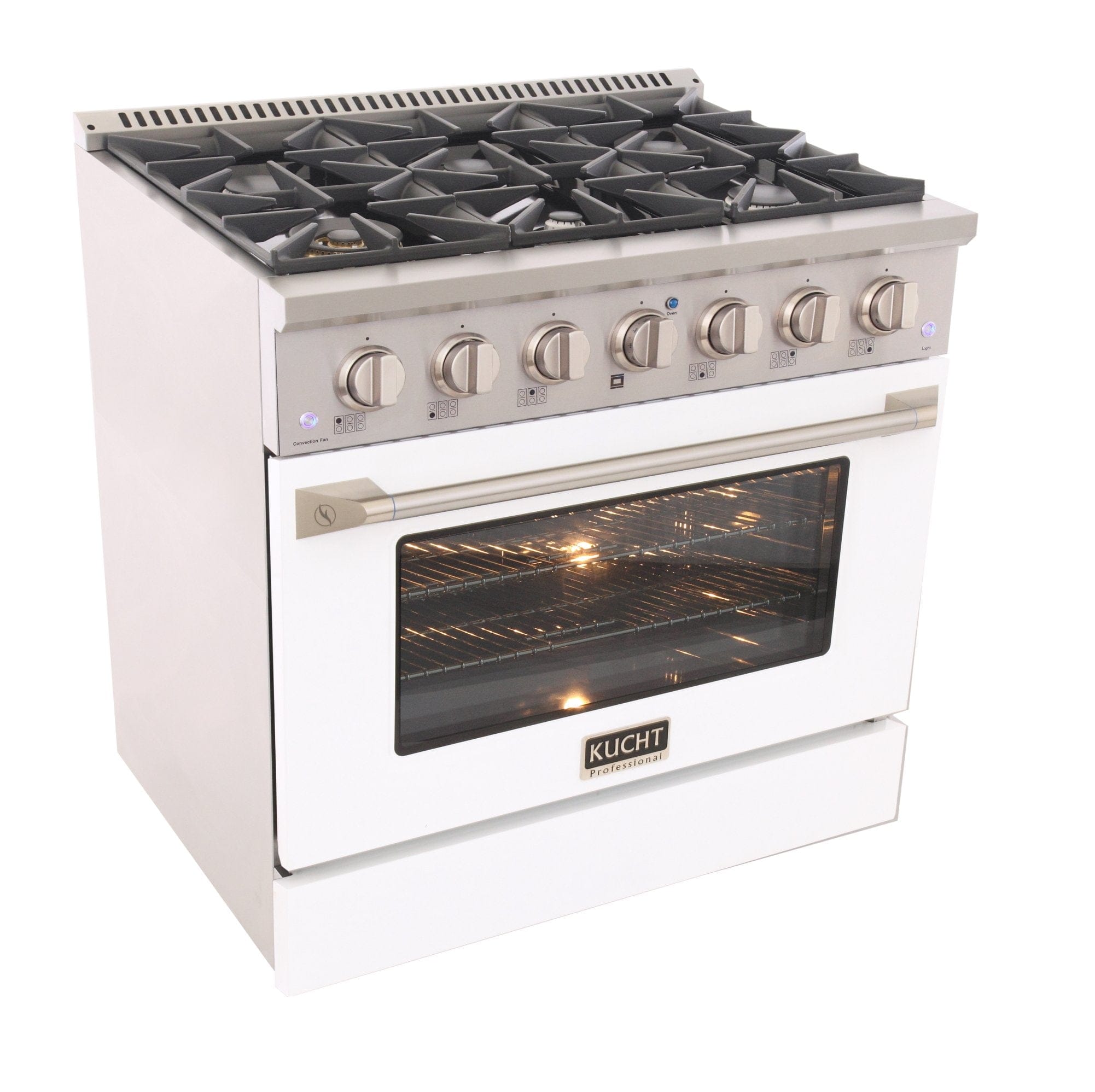 Kucht 36" Gas Range, Stainless Steel with White Oven Door, KNG361-W