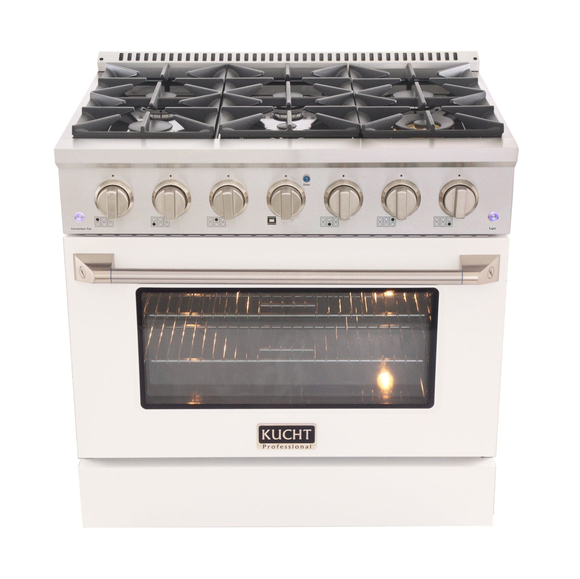 Kucht 36" Gas Range, Stainless Steel with White Oven Door, KNG361-W