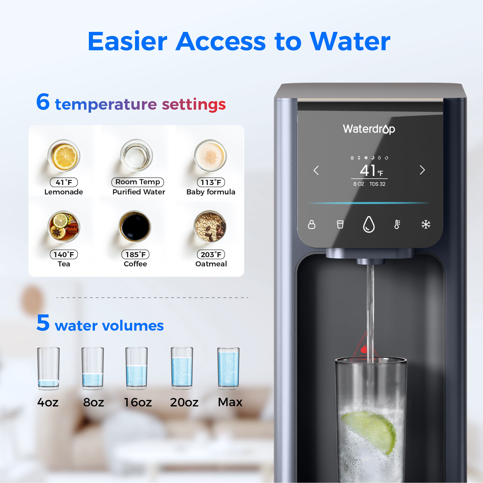 Waterdrop Reverse Osmosis Hot Cold Water Dispenser,  A1
