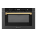 ZLINE 24" Microwave Drawer, Black Stainless, Gold MWDZ-1-BS-H-G