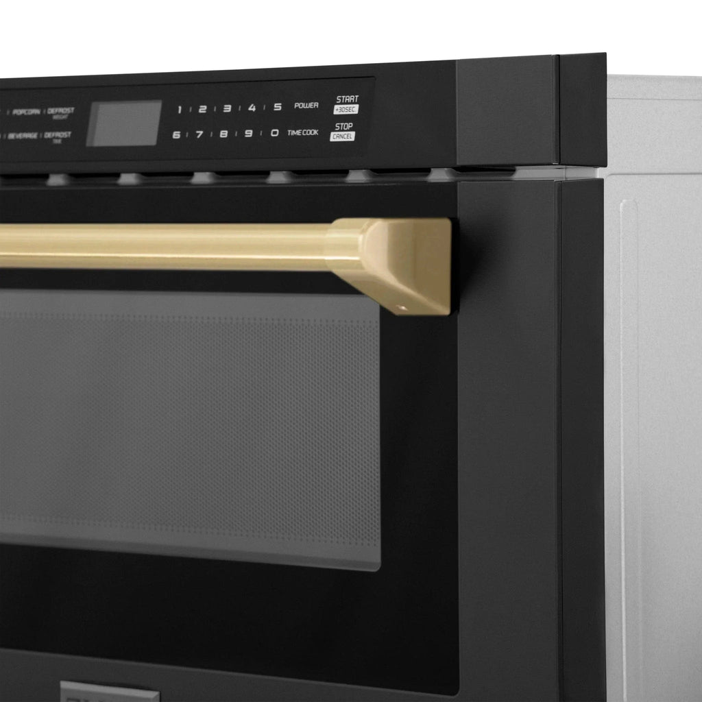 ZLINE 24" Microwave Drawer, Black Stainless, Bronze MWDZ-1-BS-H-CB