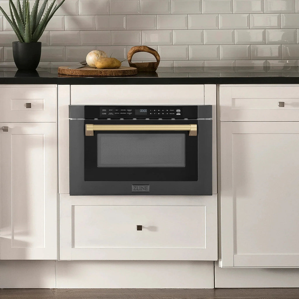 ZLINE 24" Microwave Drawer, Black Stainless, Bronze MWDZ-1-BS-H-CB