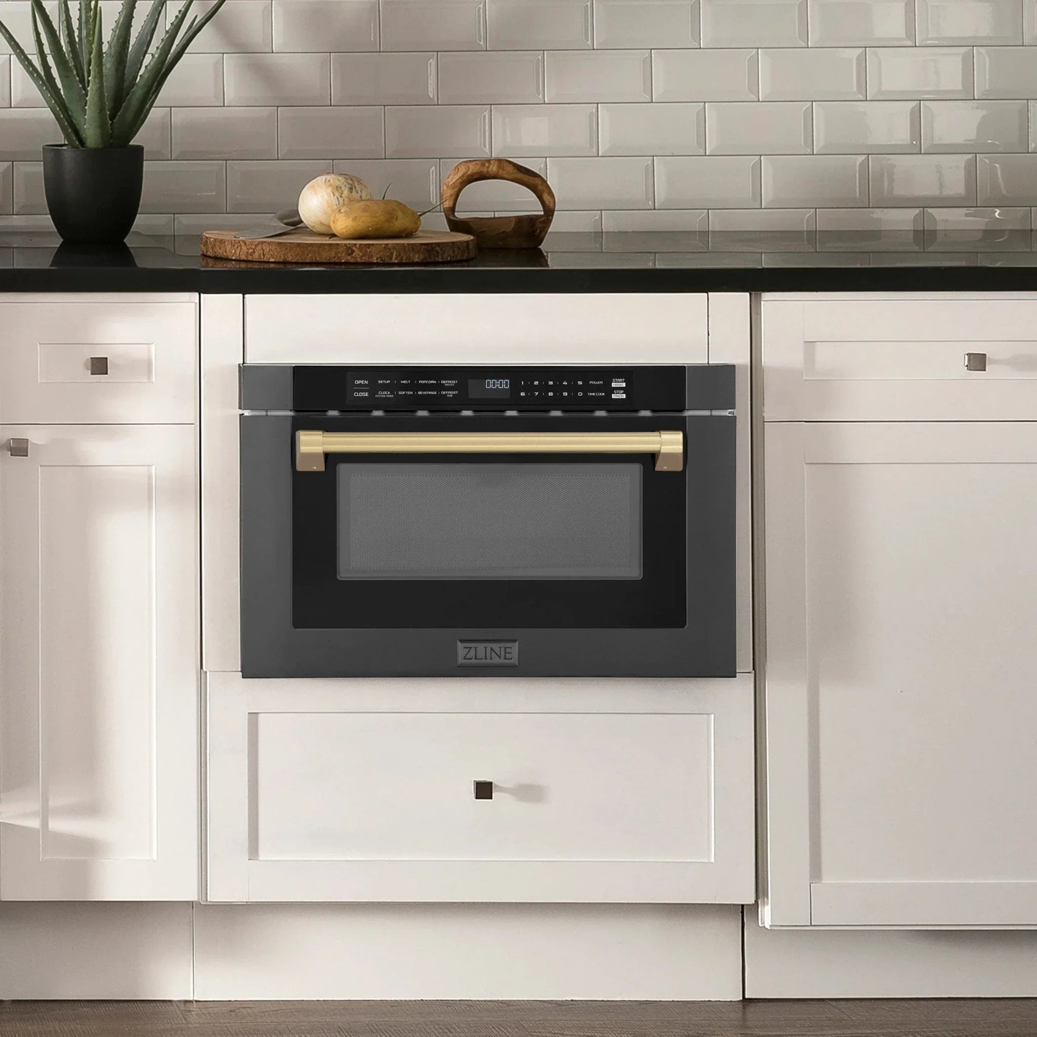 ZLINE 24" Microwave Drawer, Black Stainless, Bronze MWDZ-1-BS-H-CB