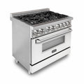 ZLINE 36" Professional Dual Fuel Range, White Matte Door, RA-WM-36