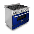 ZLINE 36" Professional Dual Fuel Range with Blue Gloss Door, RA-BG-36