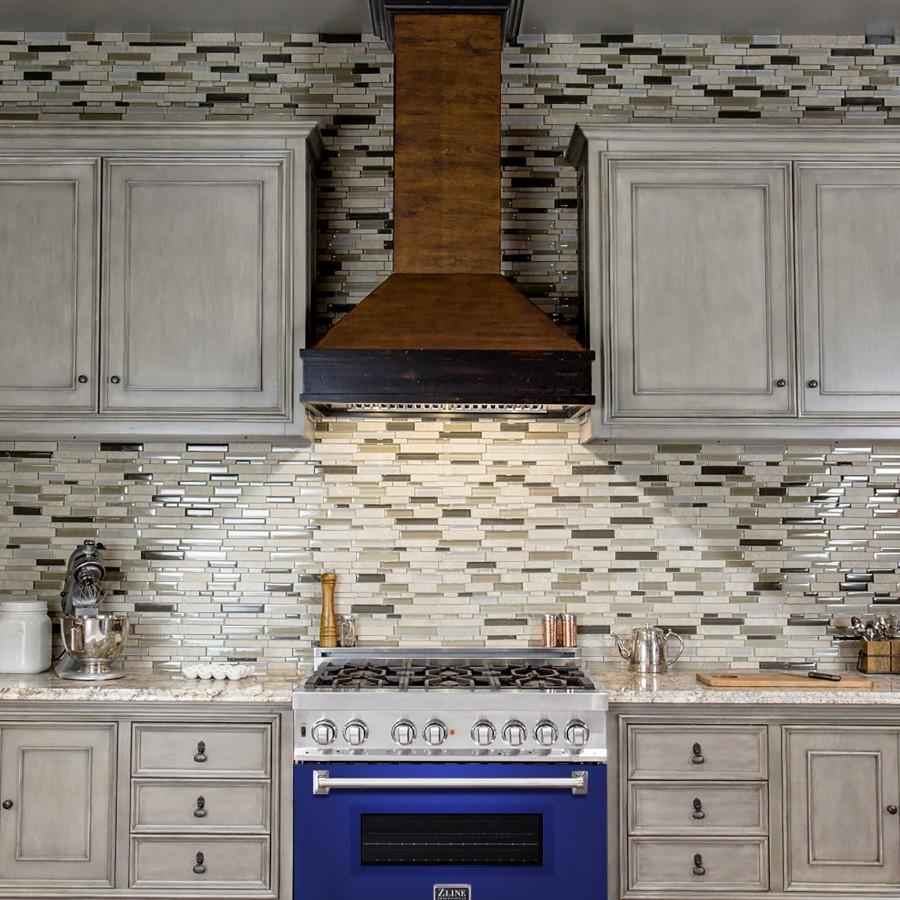 ZLINE 36" Professional Dual Fuel Range with Blue Gloss Door, RA-BG-36