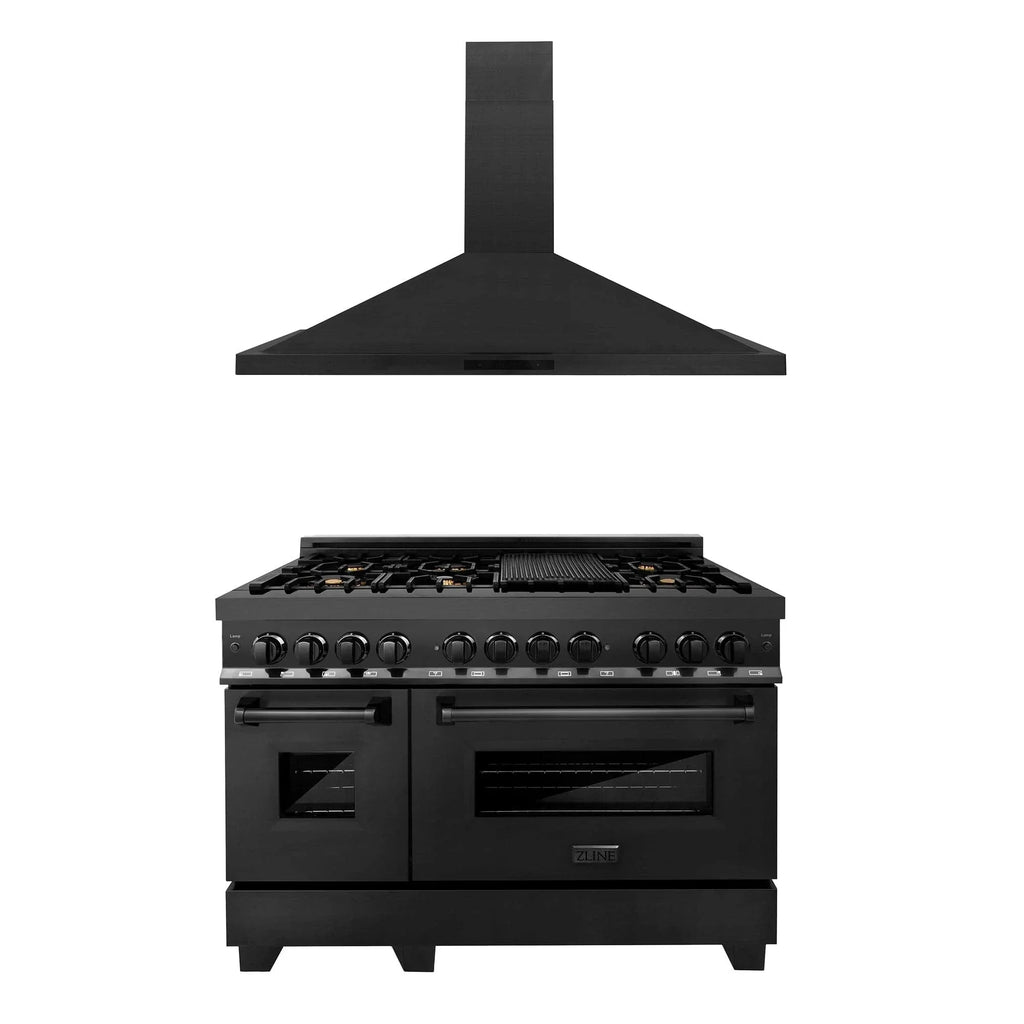 ZLINE 48" Bundle Range RAB-BR-48 & Wall Range Hood BSKBN, 2KP-RABRH48