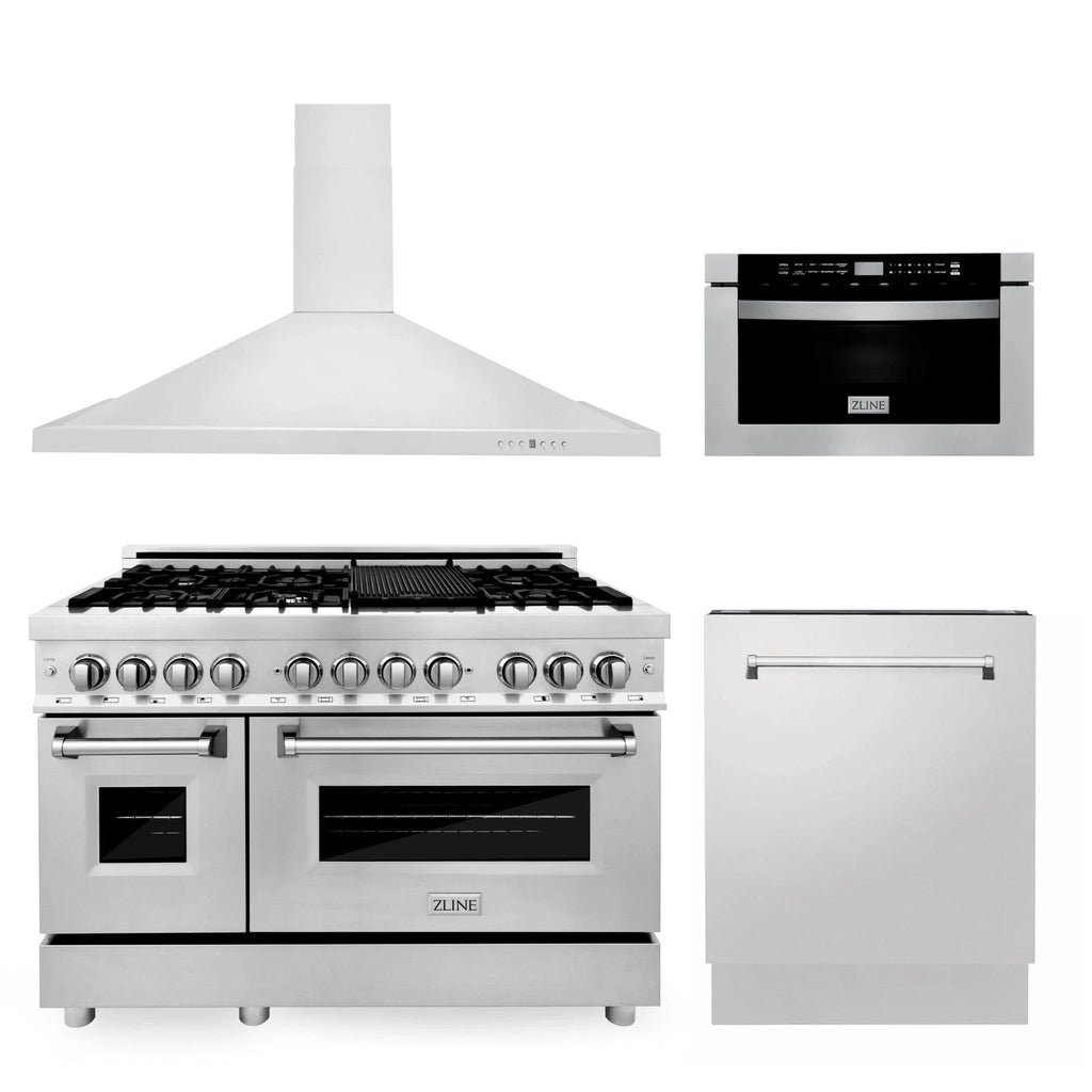 ZLINE 48 " Package Range RA48, Range Hood KB, Microwave MWD-1 , Dishwasher DWV-24,  4KP-RARH48-MWDWV