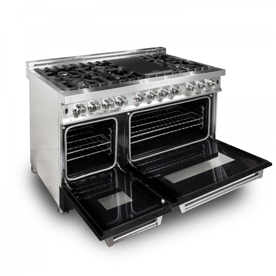 ZLINE 48" Professional Dual Fuel Range with Black Matte Door, RA-BLM-48