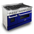 ZLINE 48" Professional Dual Fuel Range with Blue Gloss Door, RA-BG-48