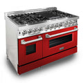 ZLINE 48" Professional Dual Fuel Range with Red Gloss Door, RA-RG-48