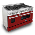 ZLINE 48" Professional Dual Fuel Range with Red Matte Door, RA-RM-48