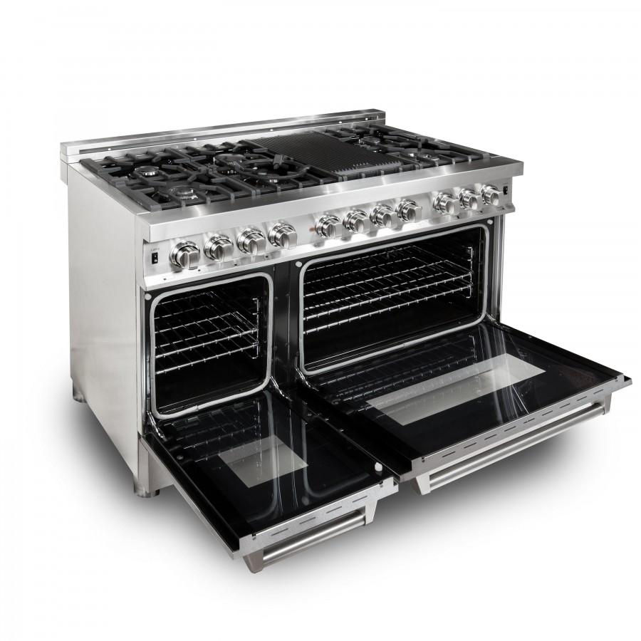 ZLINE 48" Professional Dual Fuel Range with Snow Finish Door, RA-SN-48