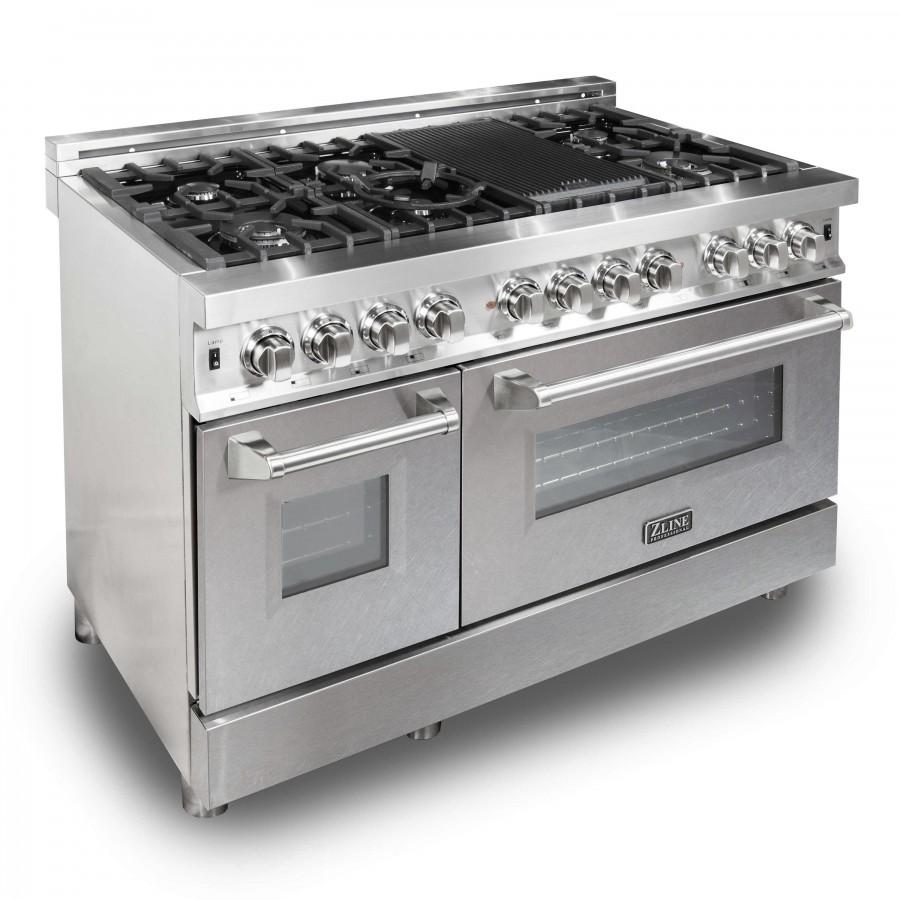 ZLINE 48" Professional Dual Fuel Range with Snow Finish Door, RA-SN-48