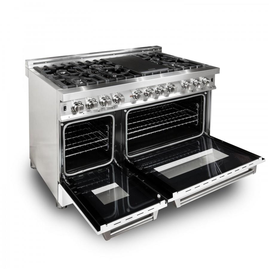 ZLINE 48" Professional Dual Fuel Range with White Matte Door, RA-WM-48
