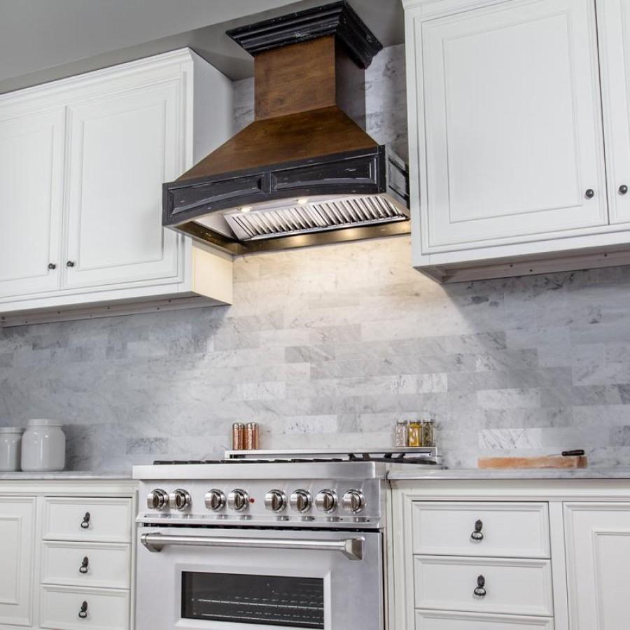 ZLINE 42"  Wooden Wall Mount Range Hood, Antigua and Walnut, 321AR-RD-42